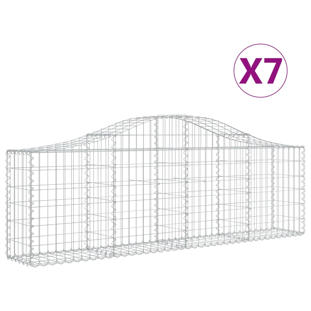 7 db íves horganyzott vas gabion kosár 200x30x60/80 cm