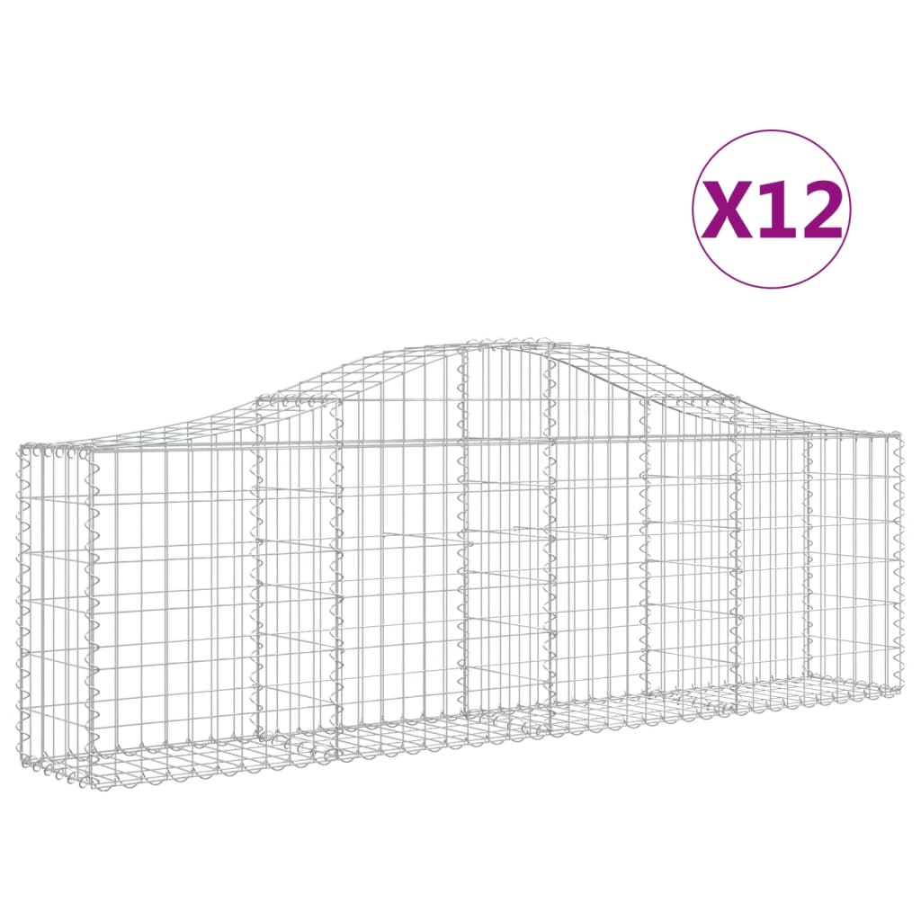 12 db íves horganyzott vas gabion kosár 200x30x60/80 cm