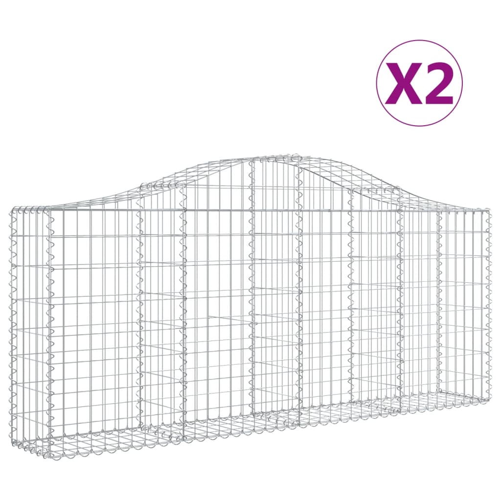 2 db íves horganyzott vas gabion kosár 200x30x80/100 cm