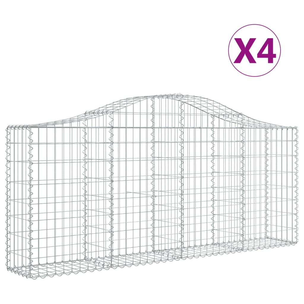 4 db íves horganyzott vas gabion kosár 200x30x80/100 cm