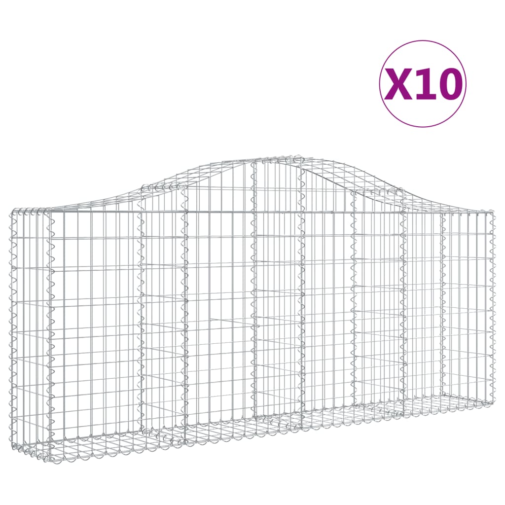10 db íves horganyzott vas gabion kosár 200x30x80/100 cm