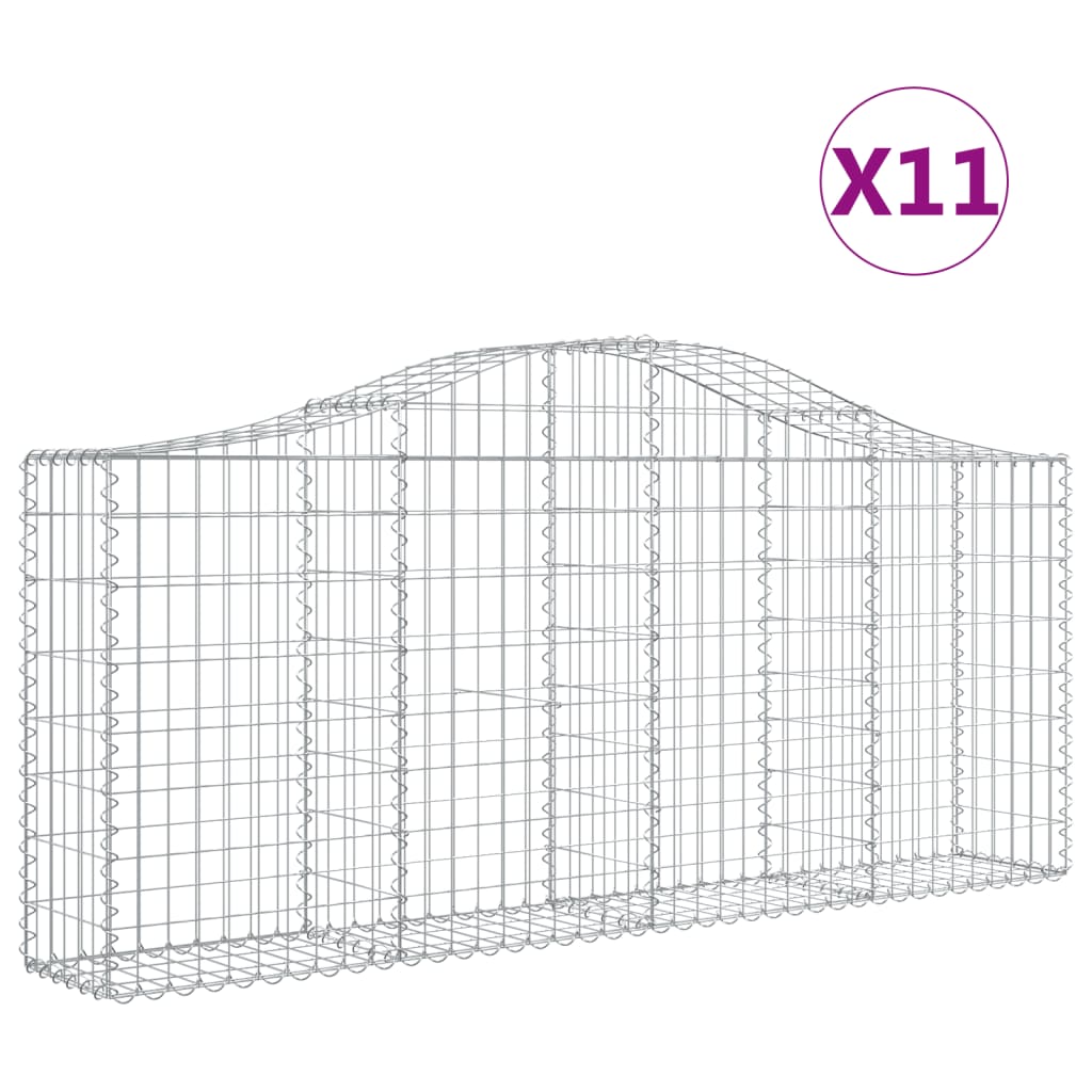 11 db íves horganyzott vas gabion kosár 200x30x80/100 cm