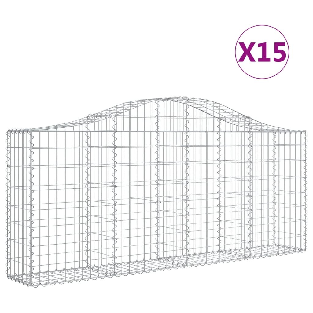 15 db íves horganyzott vas gabion kosár 200x30x80/100 cm