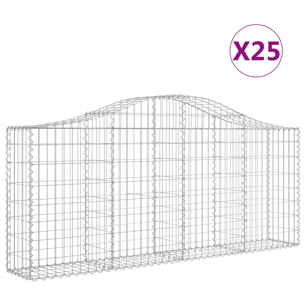 25 db íves horganyzott vas gabion kosár 200x30x80/100 cm