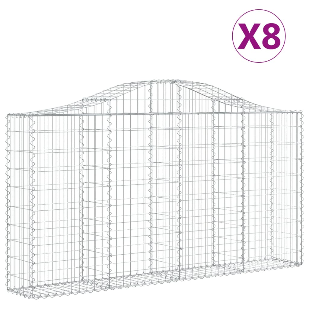 8 db íves horganyzott vas gabion kosár 200x30x100/120 cm