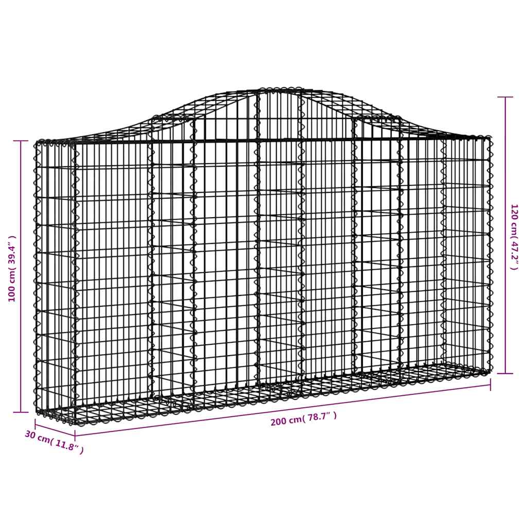 13 db íves horganyzott vas gabion kosár 200x30x100/120 cm
