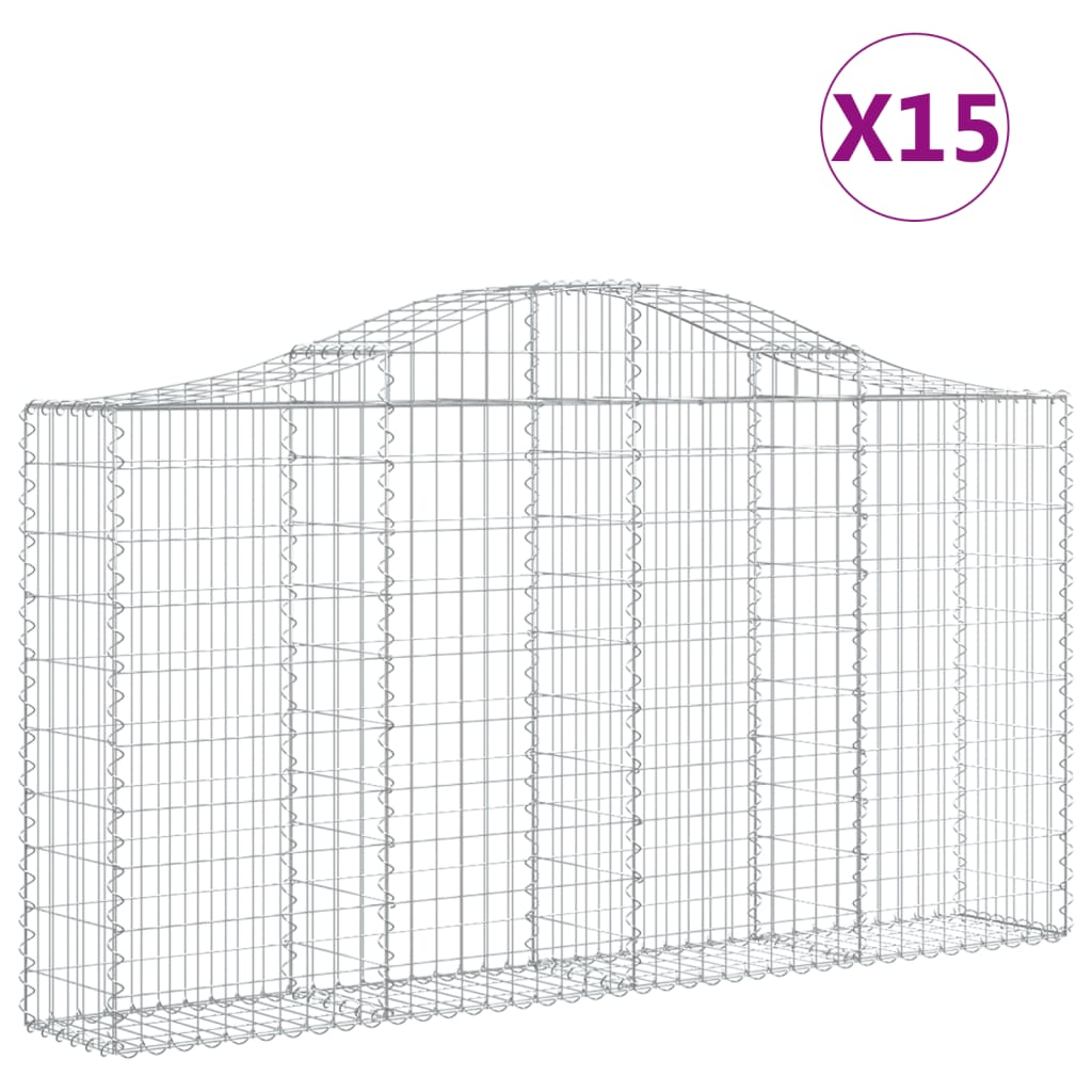 15 db íves horganyzott vas gabion kosár 200x30x100/120 cm
