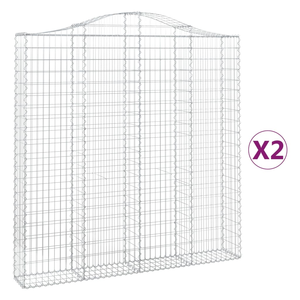2 db íves horganyzott vas gabion kosár 200 x 30 x 200/220 cm