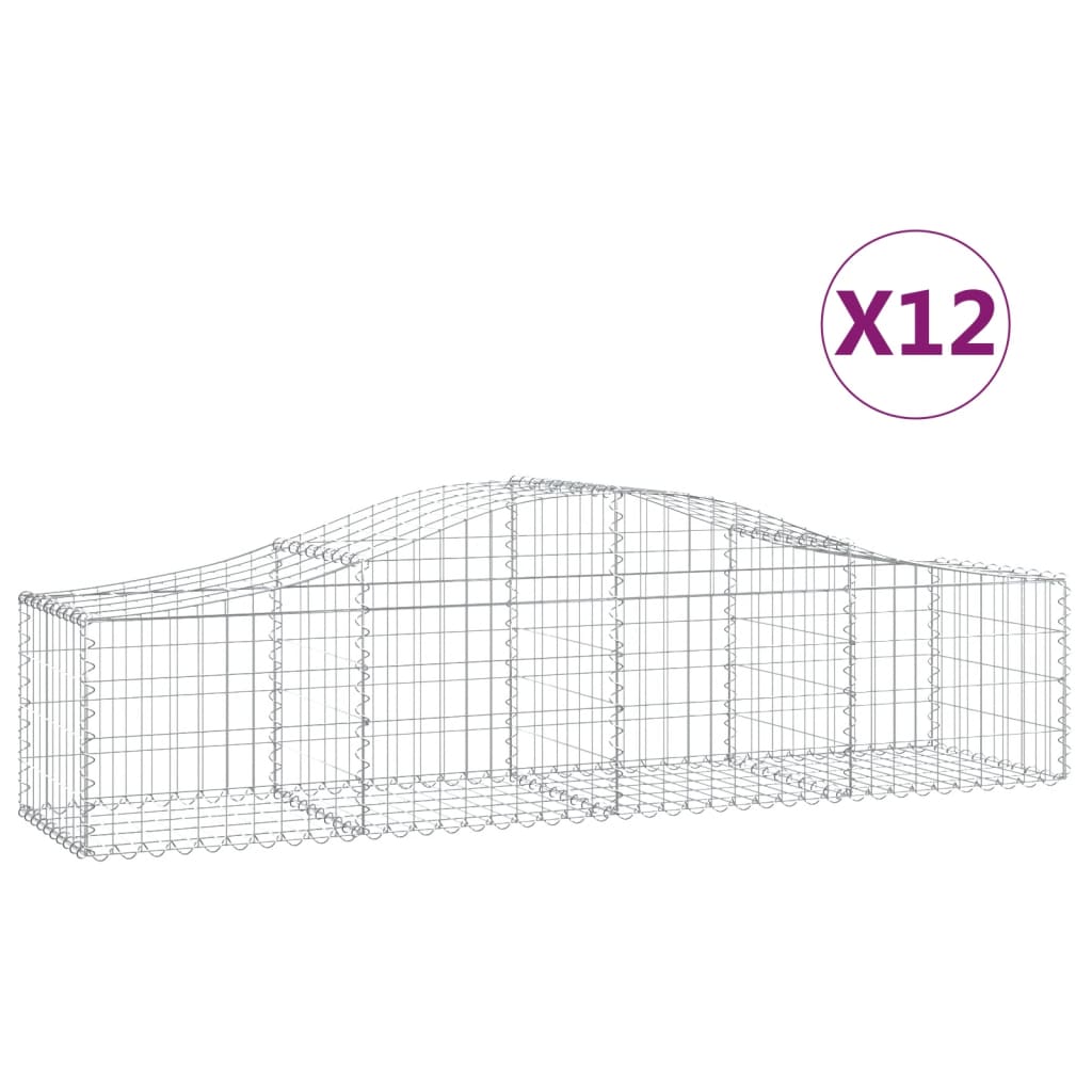 12 db íves horganyzott vas gabion kosár 200x50x40/60 cm