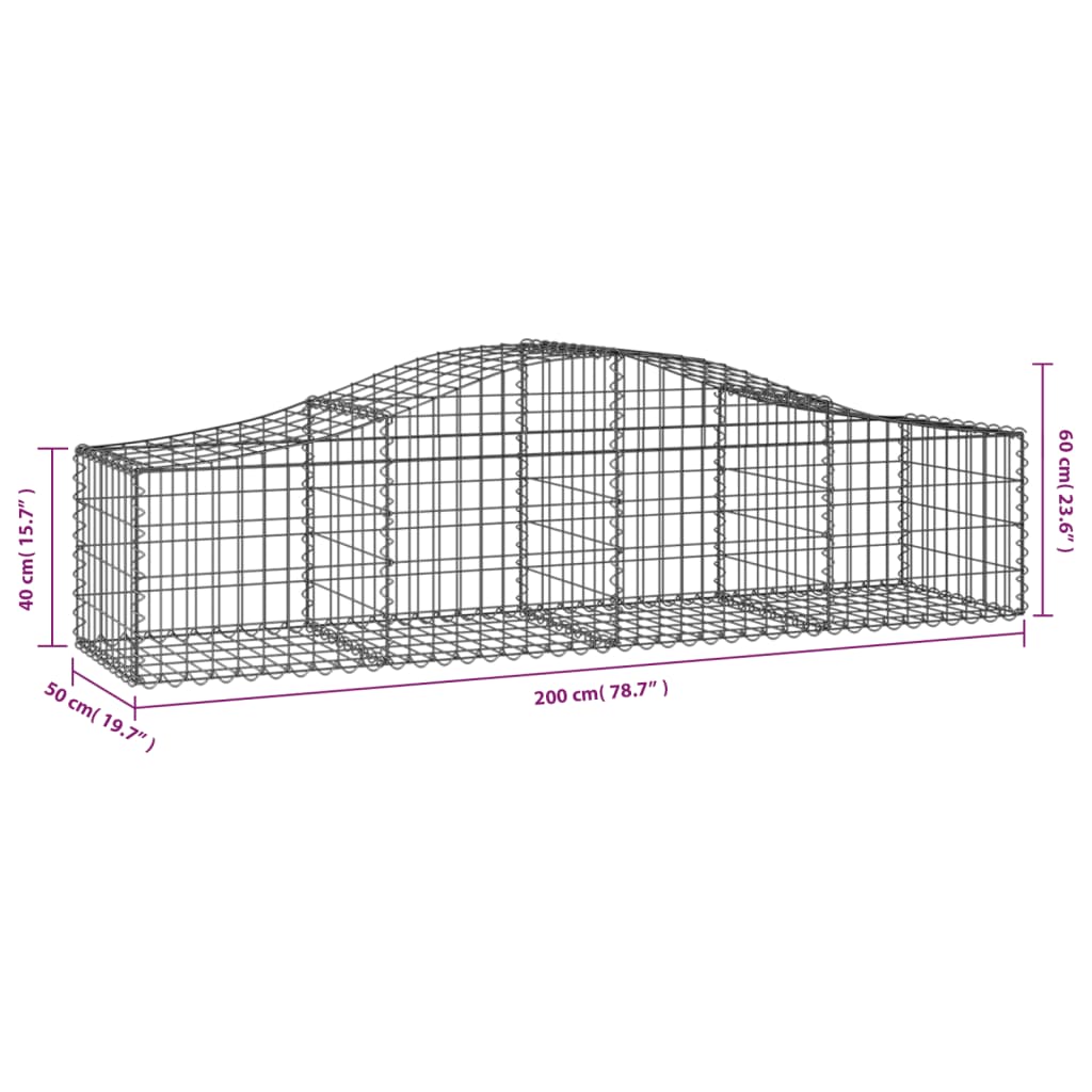 18 db íves horganyzott vas gabion kosár 200x50x40/60 cm