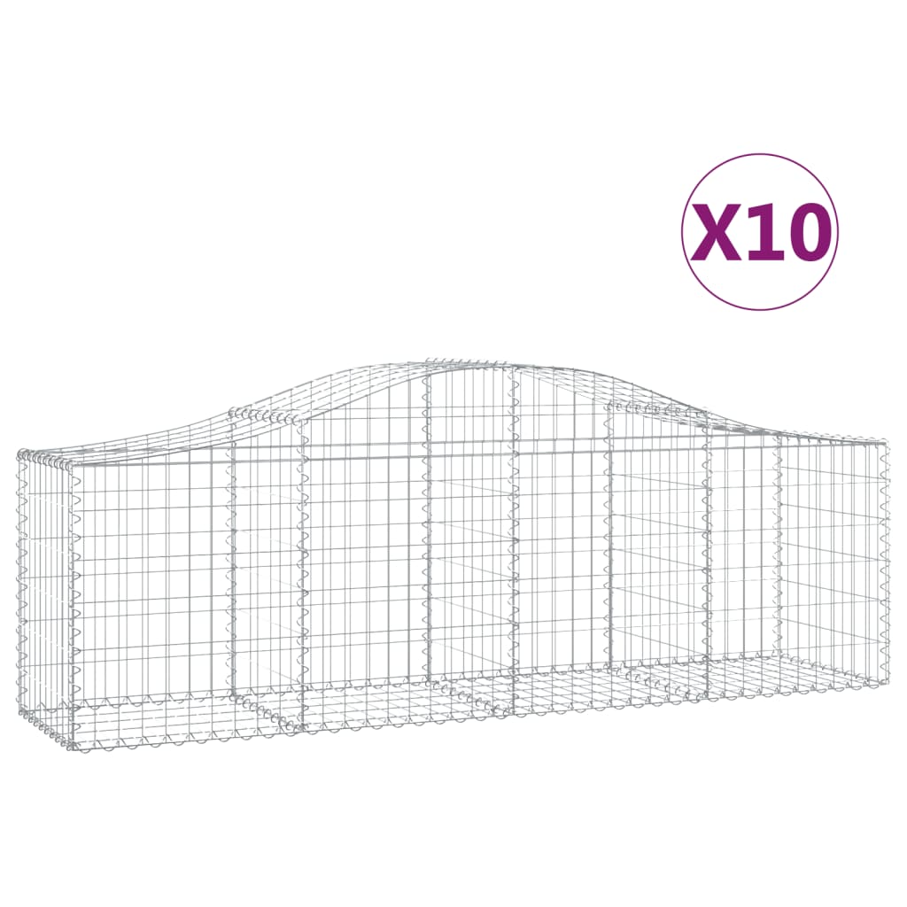 10 db íves horganyzott vas gabion kosár 200x50x60/80 cm