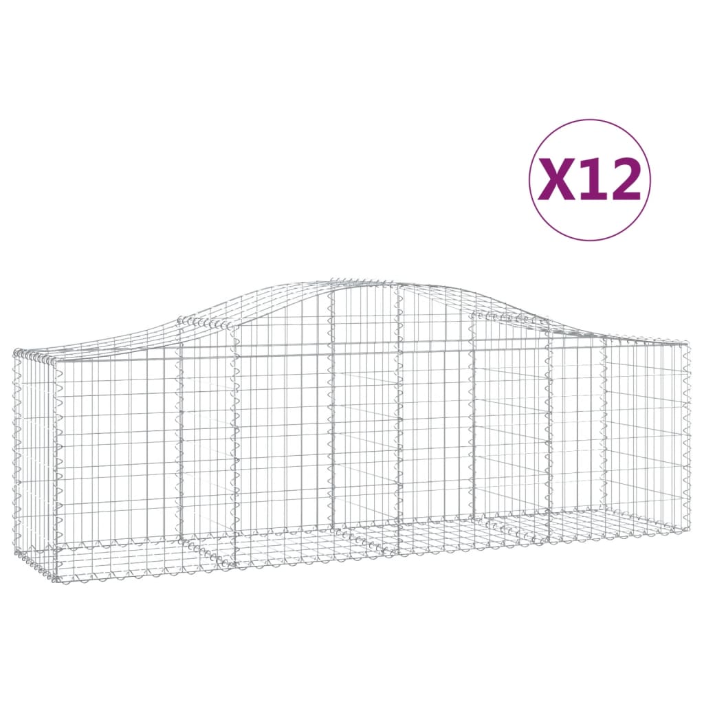 12 db íves horganyzott vas gabion kosár 200x50x60/80 cm