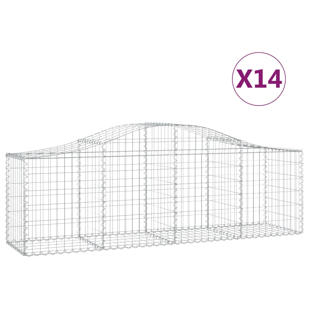 14 db íves horganyzott vas gabion kosár 200x50x60/80 cm