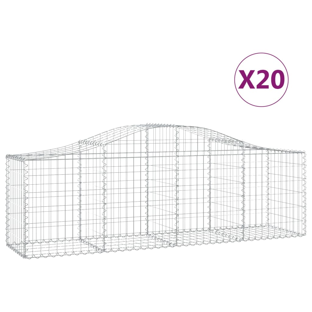 20 db íves horganyzott vas gabion kosár 200x50x60/80 cm