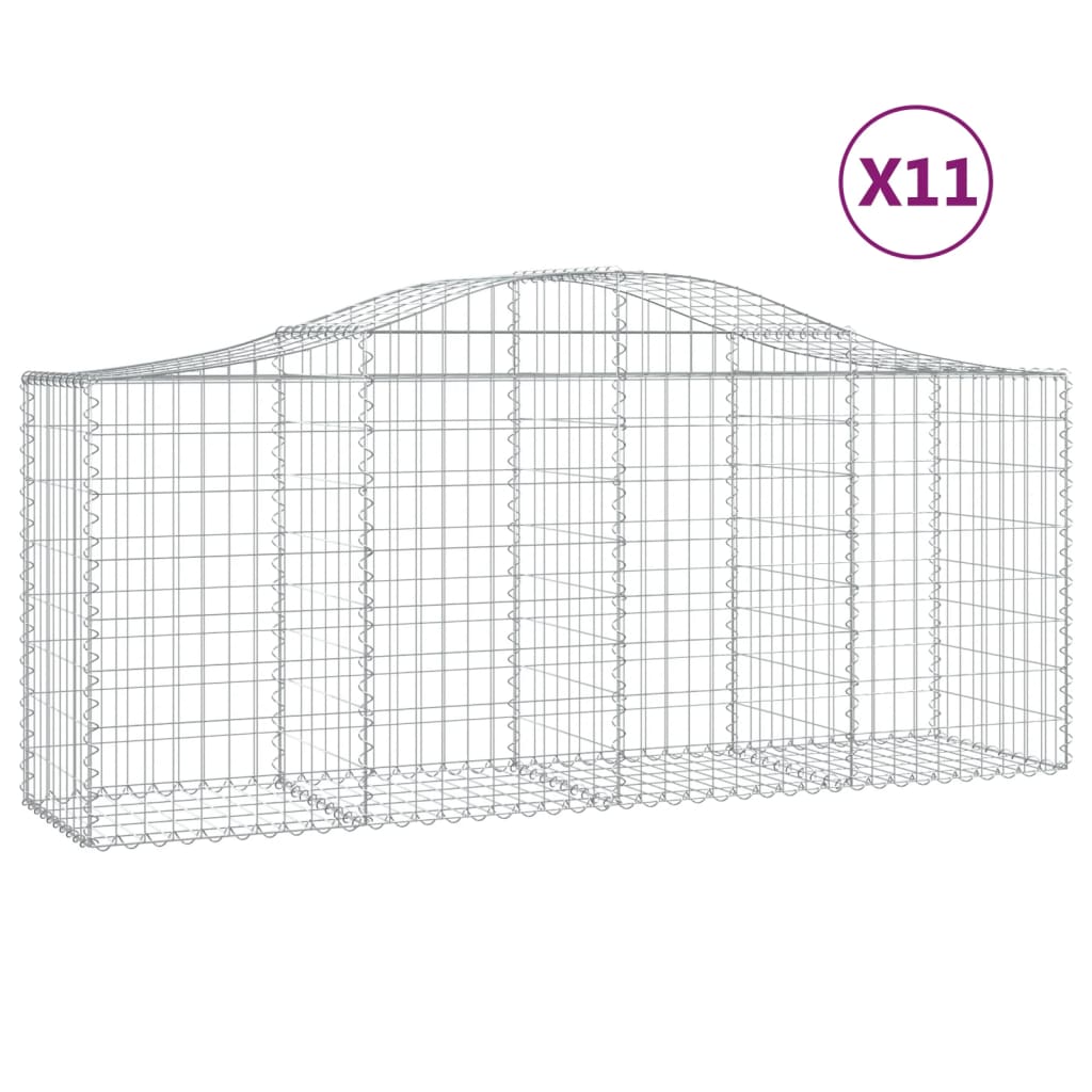11 db íves horganyzott vas gabion kosár 200x50x80/100 cm