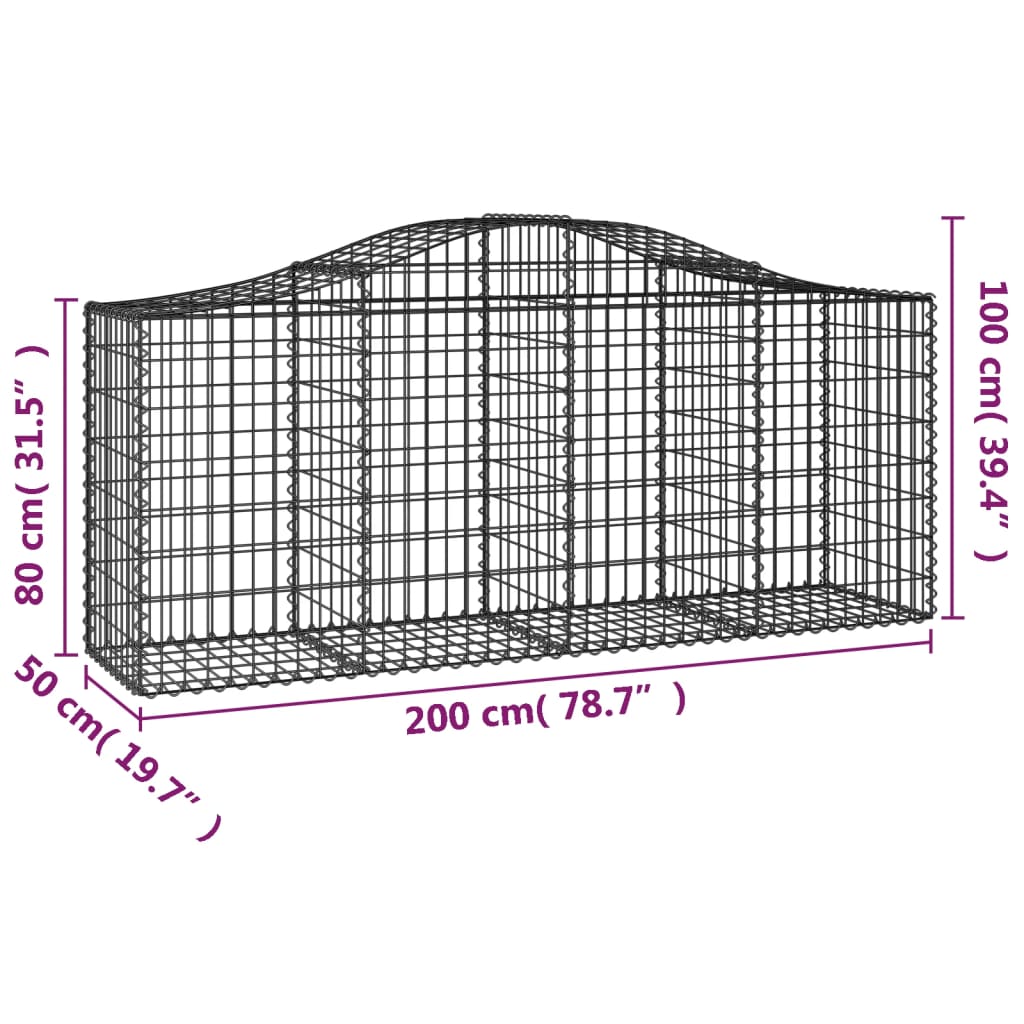 11 db íves horganyzott vas gabion kosár 200x50x80/100 cm