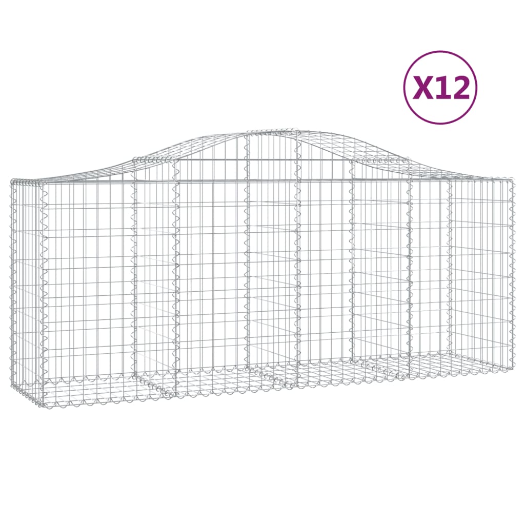 12 db íves horganyzott vas gabion kosár 200x50x80/100 cm