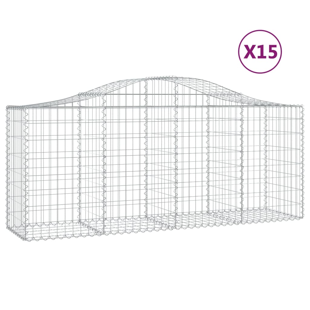 15 db íves horganyzott vas gabion kosár 200x50x80/100 cm