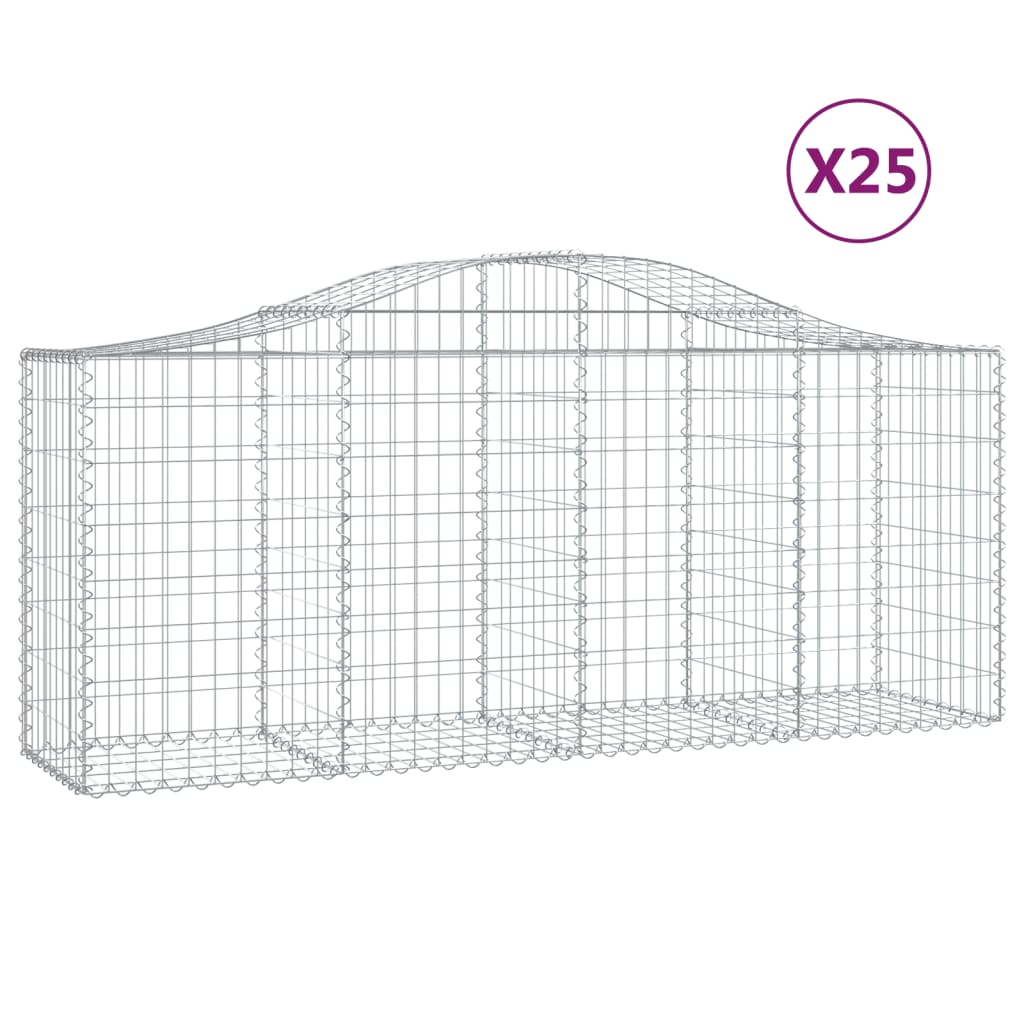 25 db íves horganyzott vas gabion kosár 200x50x80/100 cm