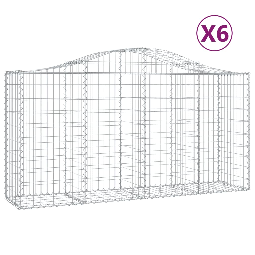 6 db íves horganyzott vas gabion kosár 200 x 50 x 100/120 cm