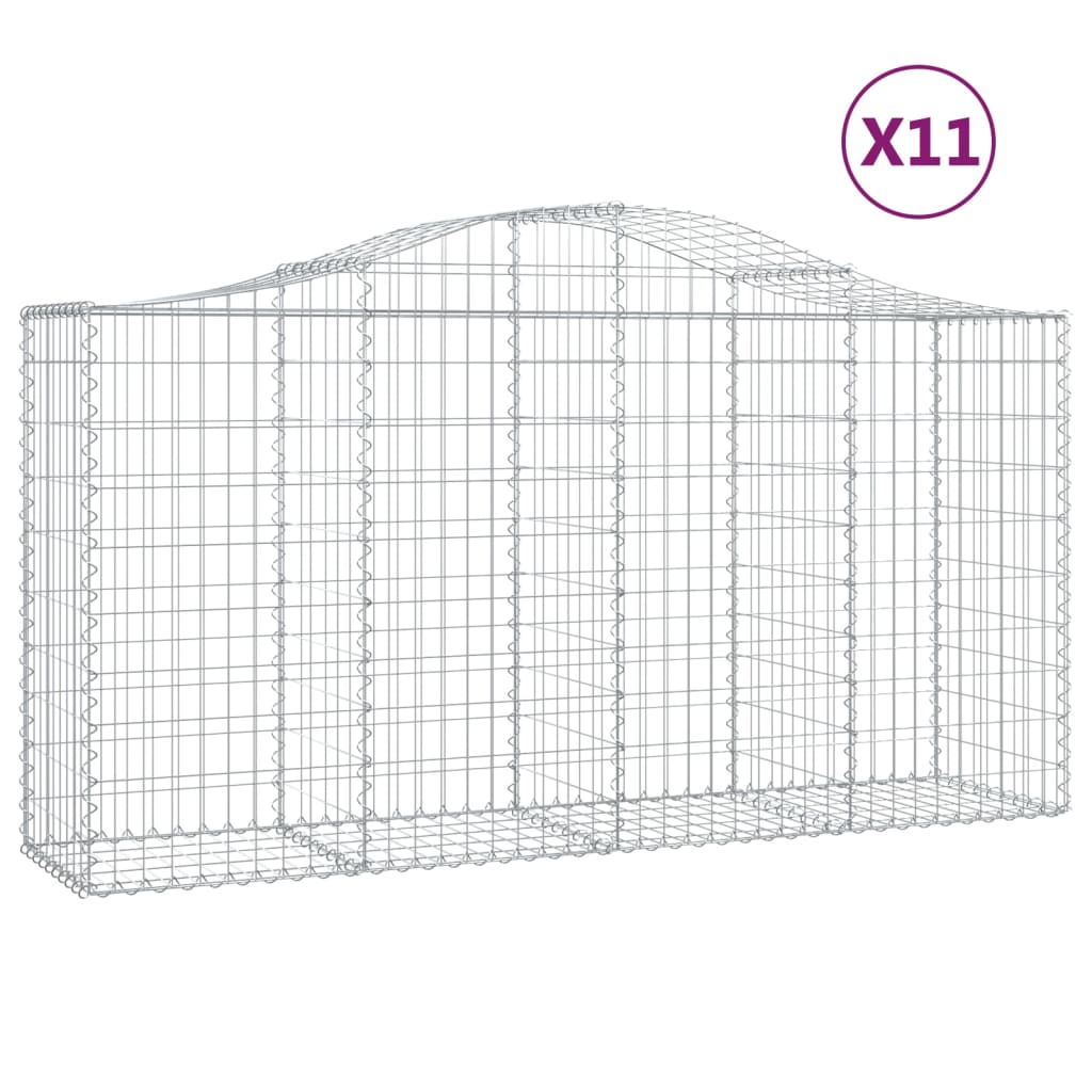 11 db íves horganyzott vas gabion kosár 200 x 50 x 100/120 cm