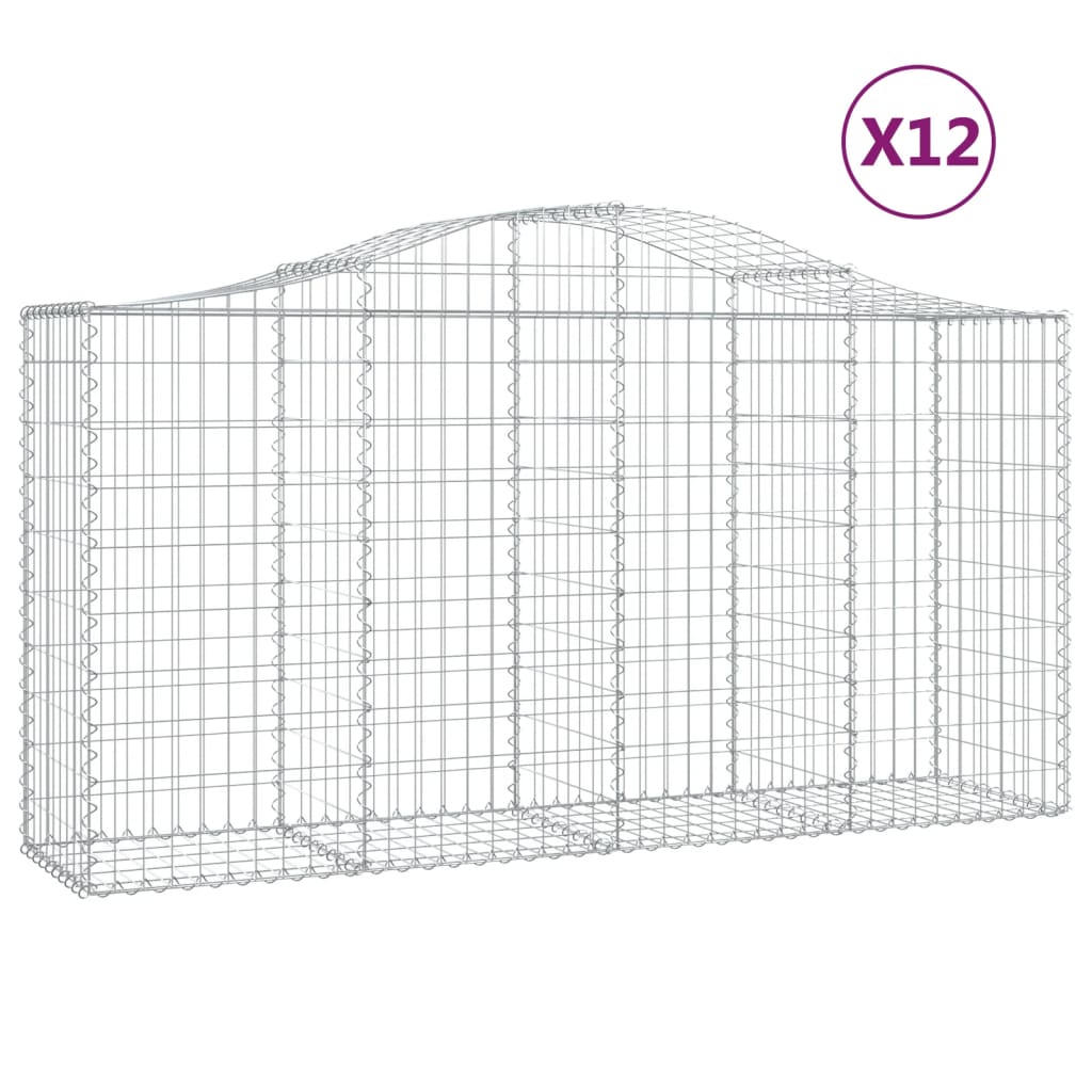 12 db íves horganyzott vas gabion kosár 200x50x100/120 cm