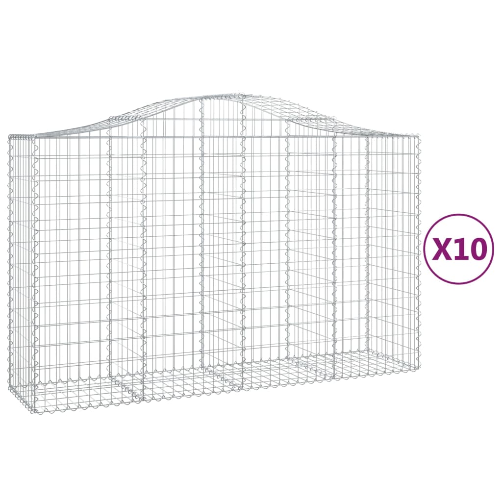 10 db íves horganyzott vas gabion kosár 200x50x120/140 cm