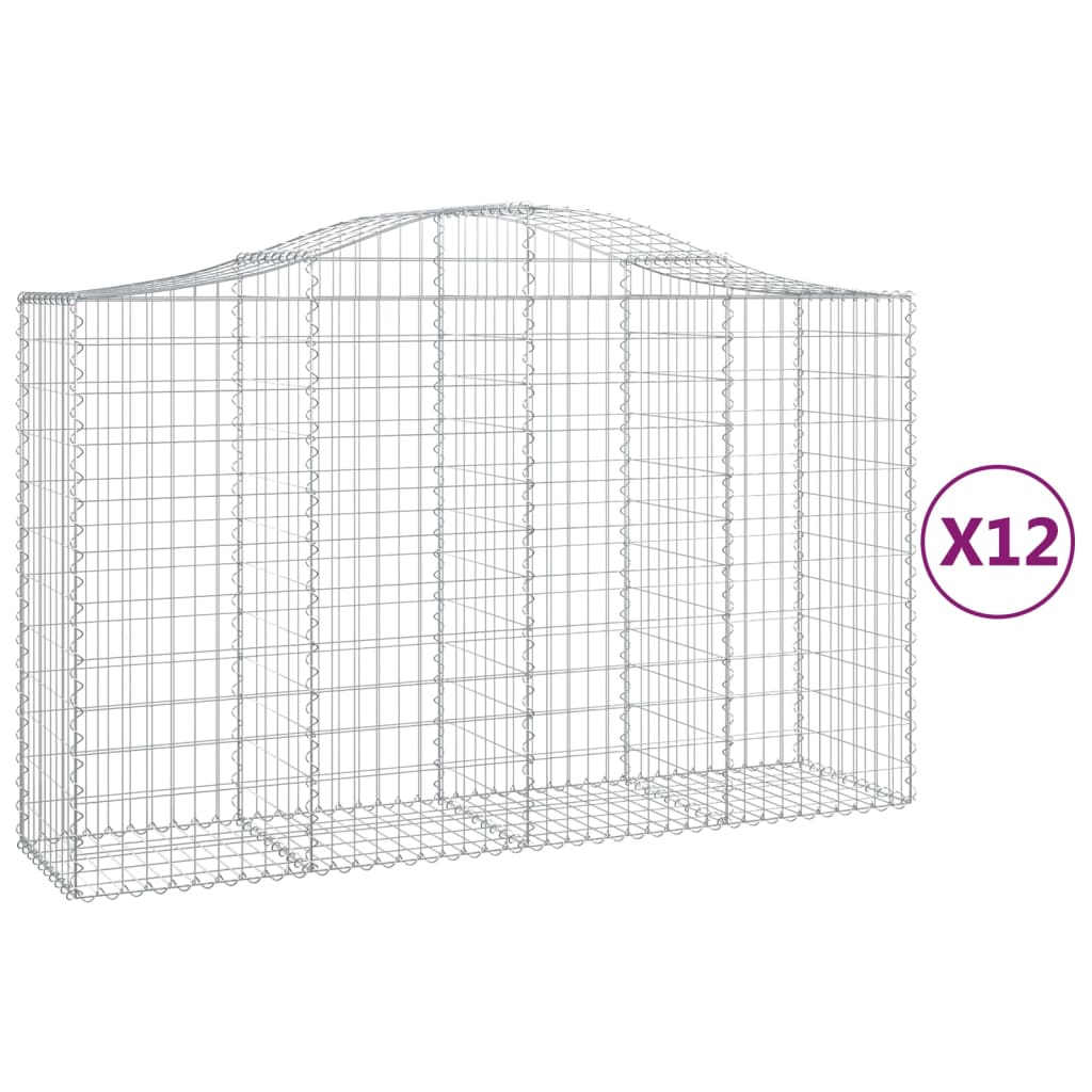 12 db íves horganyzott vas gabion kosár 200x50x120/140 cm