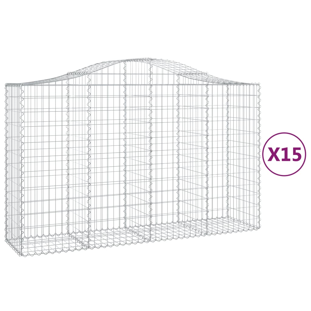 15 db íves horganyzott vas gabion kosár 200x50x120/140 cm