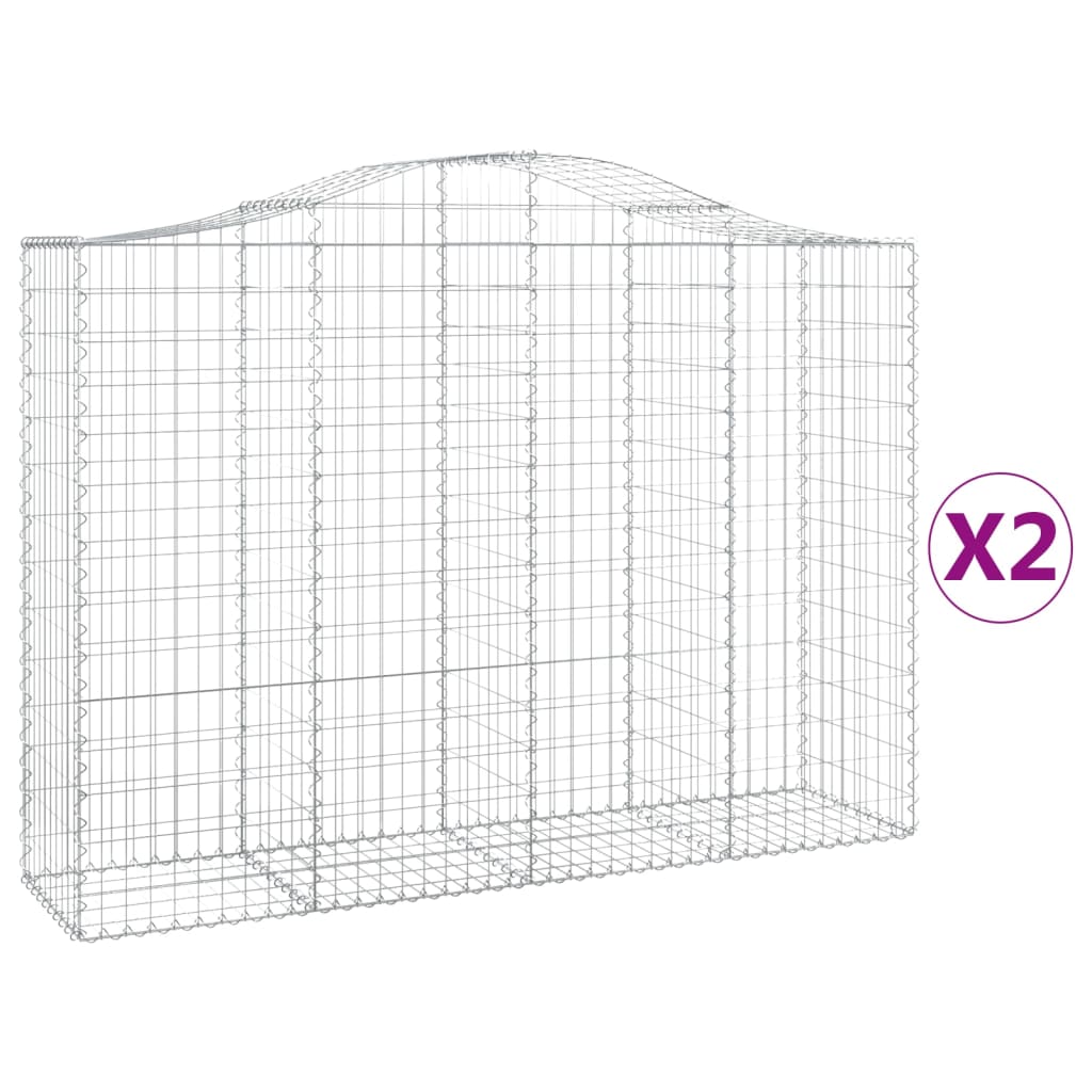 2 db íves horganyzott vas gabion kosár 200x50x140/160 cm