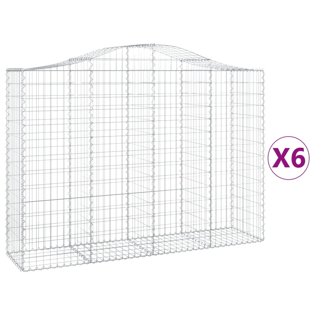 6 db íves horganyzott vas gabion kosár 200x50x140/160 cm