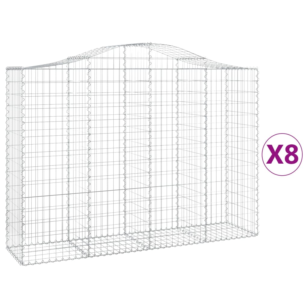 8 db íves horganyzott vas gabion kosár 200x50x140/160 cm