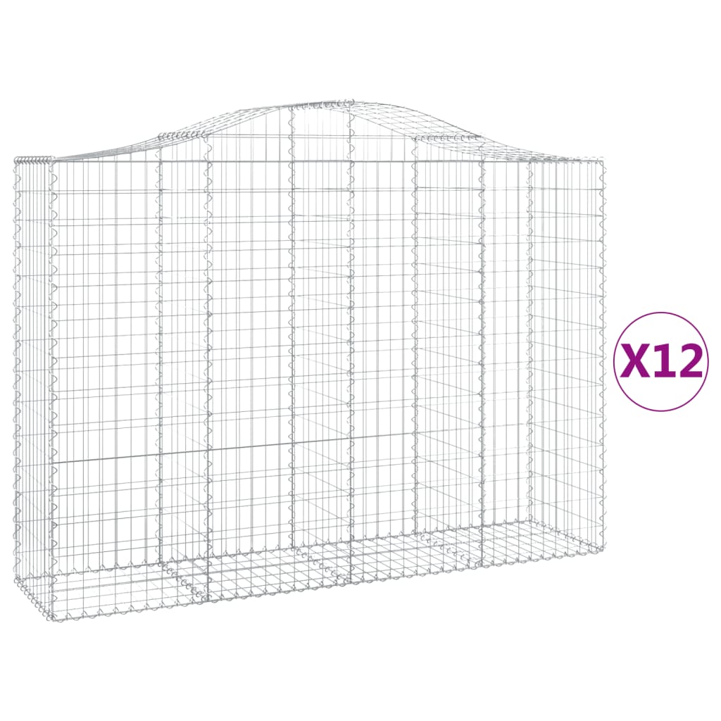 12 db íves horganyzott vas gabion kosár 200x50x140/160 cm