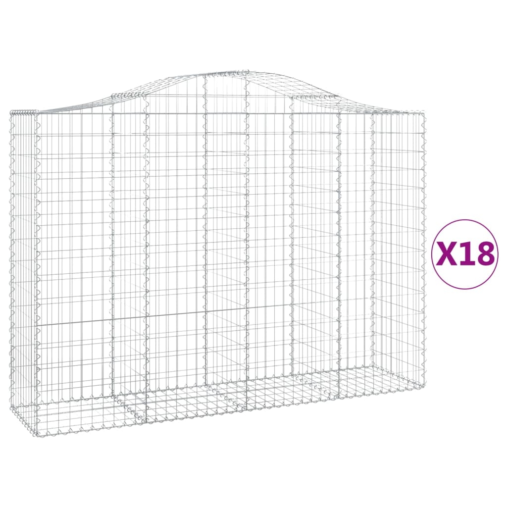 18 db íves horganyzott vas gabion kosár 200x50x140/160 cm