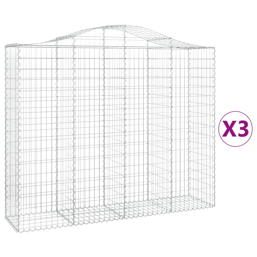 3 db íves horganyzott vas gabion kosár 200x50x160/180 cm