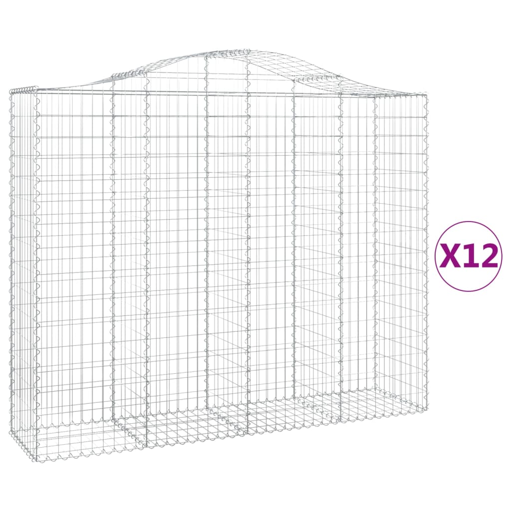 12 db íves horganyzott vas gabion kosár 200x50x160/180 cm