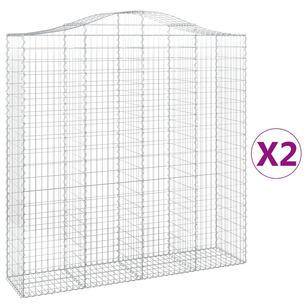 2 db íves horganyzott vas gabion kosár 200x50x200/220 cm