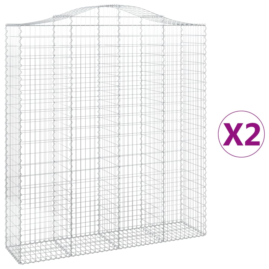 2 db íves horganyzott vas gabion kosár 200x50x220/240 cm