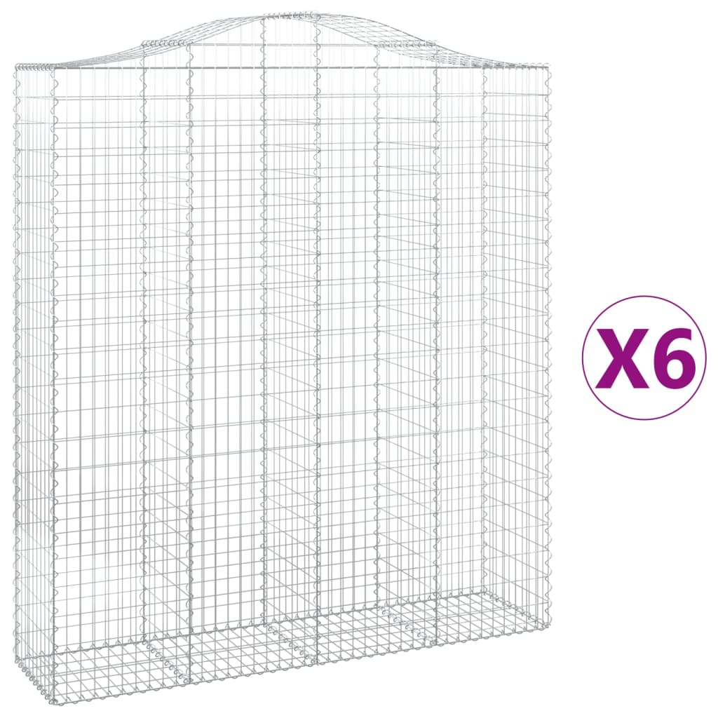 6 db íves horganyzott vas gabion kosár 200x50x220/240 cm