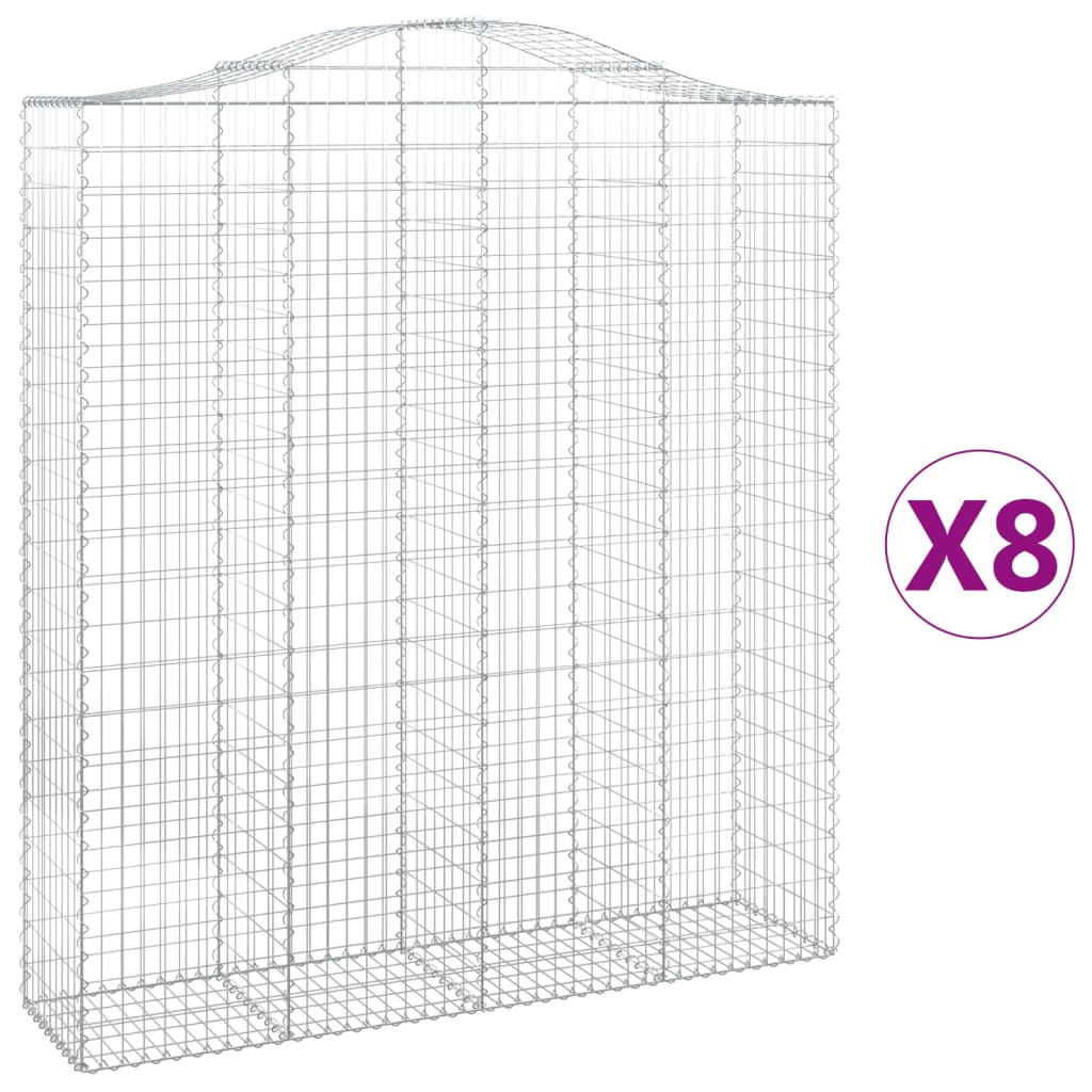 8 db íves horganyzott vas gabion kosár 200x50x220/240 cm