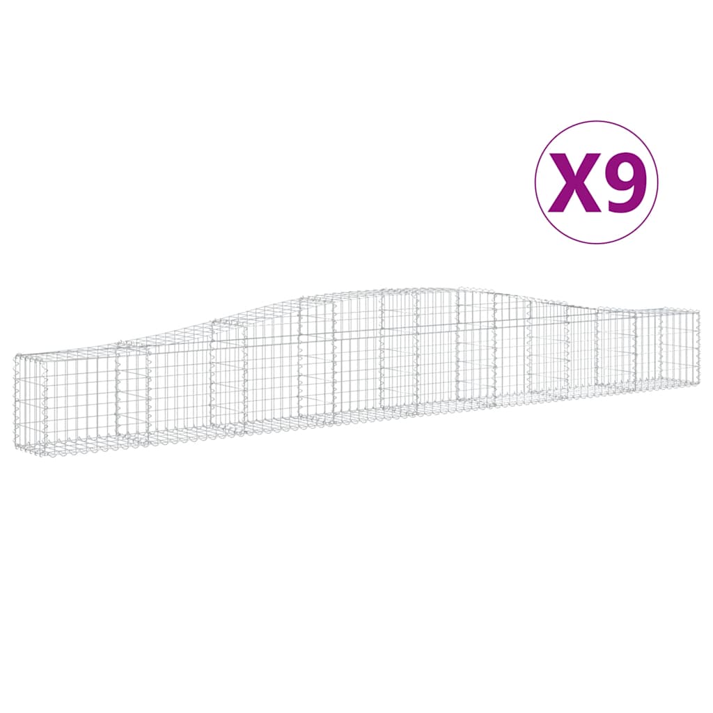 9 db íves horganyzott vas gabion kosár 400x30x40/60 cm