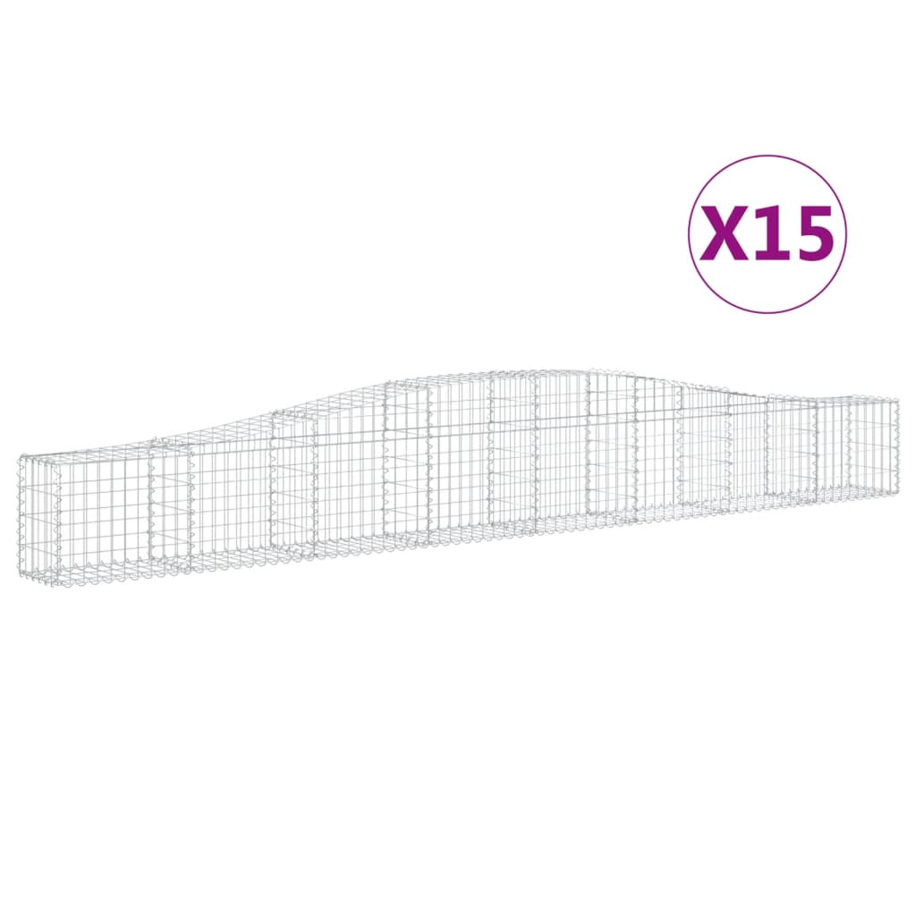 15 db íves horganyzott vas gabion kosár 400x30x40/60 cm