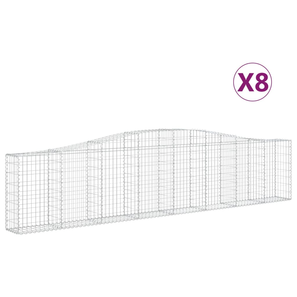 8 db íves horganyzott vas gabion kosár 400x30x80/100 cm