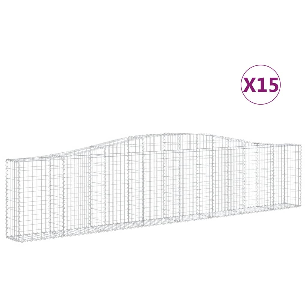 15 db íves horganyzott vas gabion kosár 400x30x80/100 cm