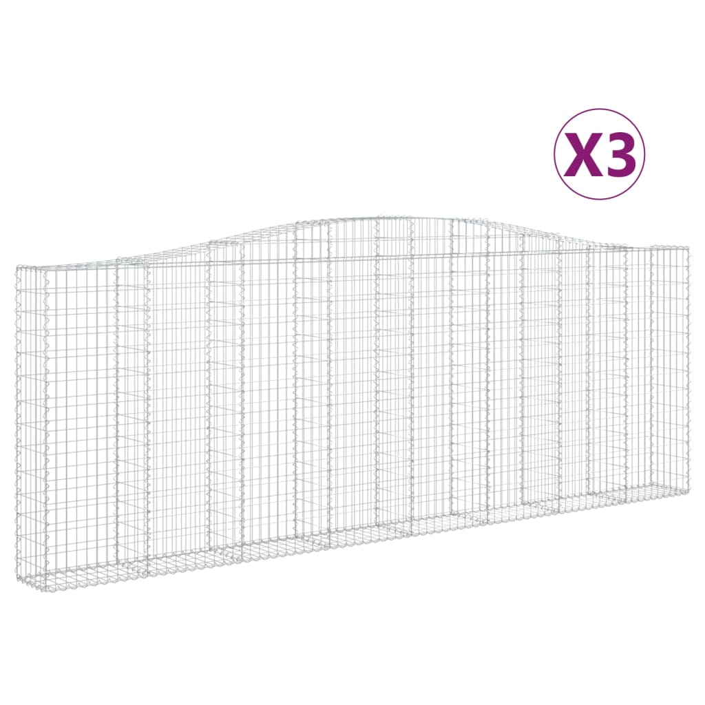 3 db íves horganyzott vas gabion kosár 400x30x140/160 cm