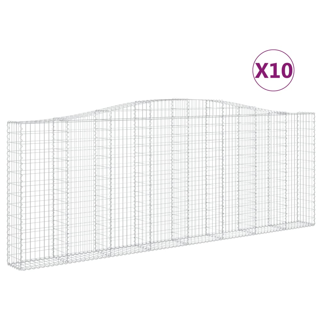 10 db íves horganyzott vas gabion kosár 400x30x140/160 cm