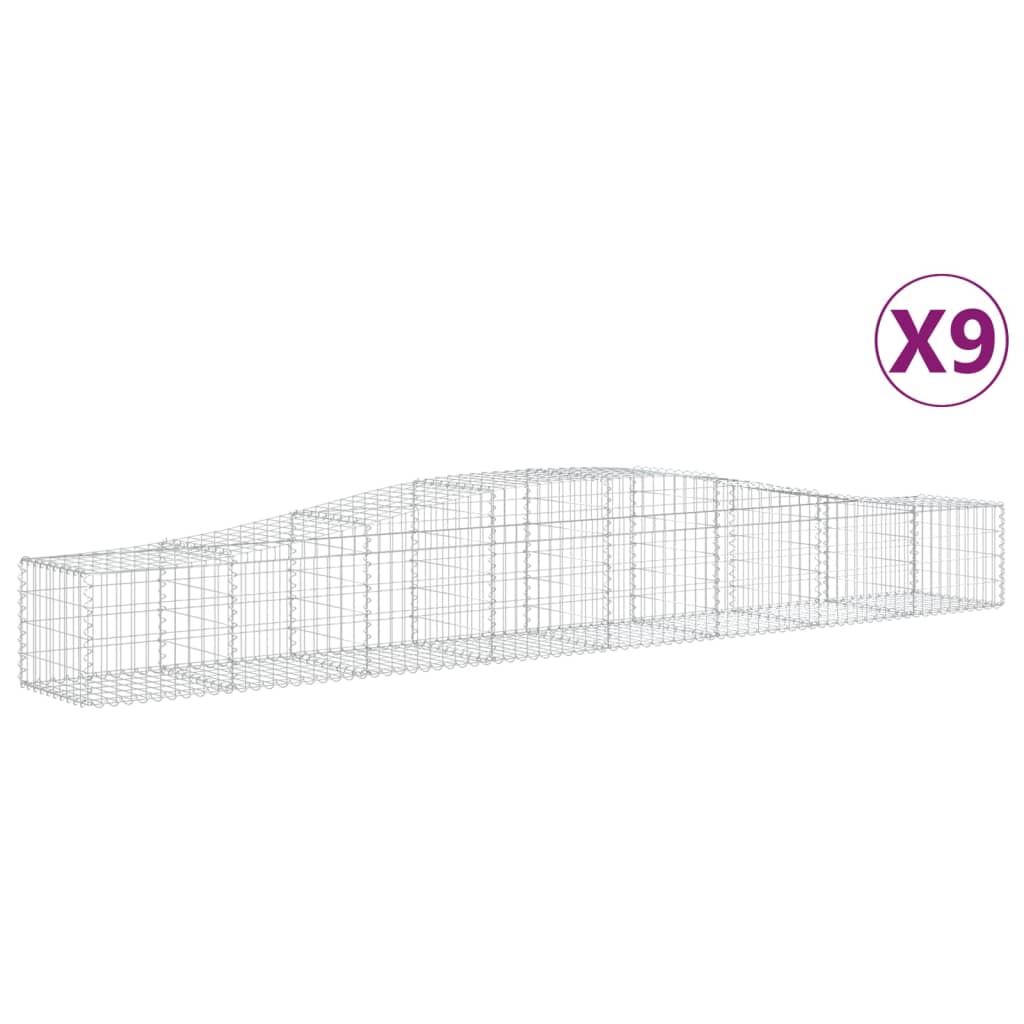 9 db íves horganyzott vas gabion kosár 400x50x40/60 cm