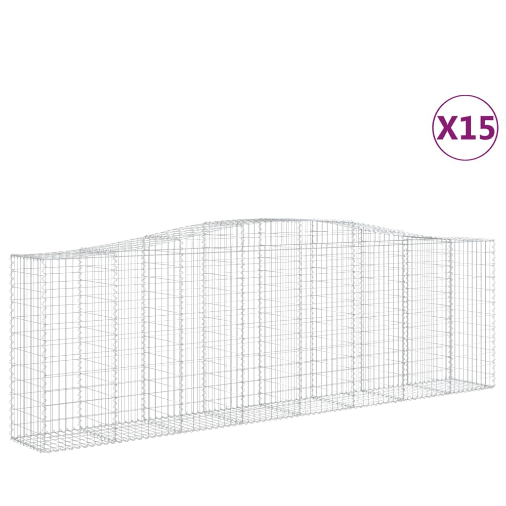 15 db íves horganyzott vas gabion kosár 400x50x120/140 cm