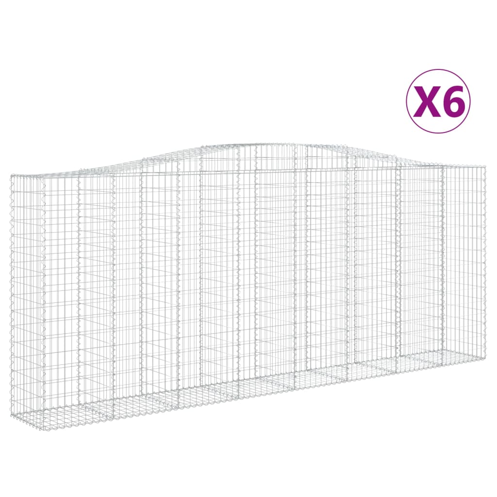6 db íves horganyzott vas gabion kosár 400x50x160/180 cm