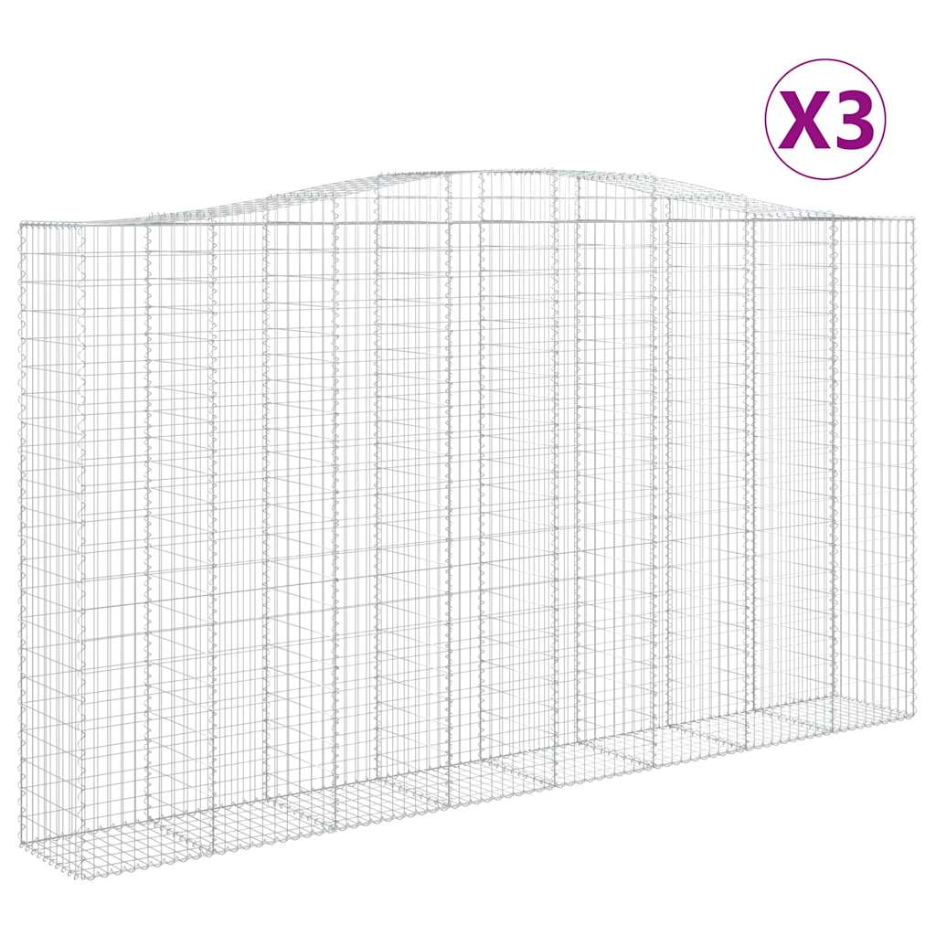 3 db íves horganyzott vas gabion kosár 400x50x220/240 cm